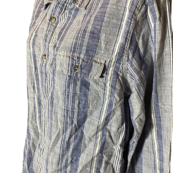 Marine layer men’s marge striped blouse cotton blue/white - Picture 2 of 5